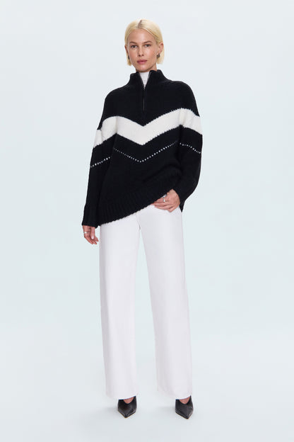 Arden Chevron Colorblock Sweater - Black Vanilla Ice