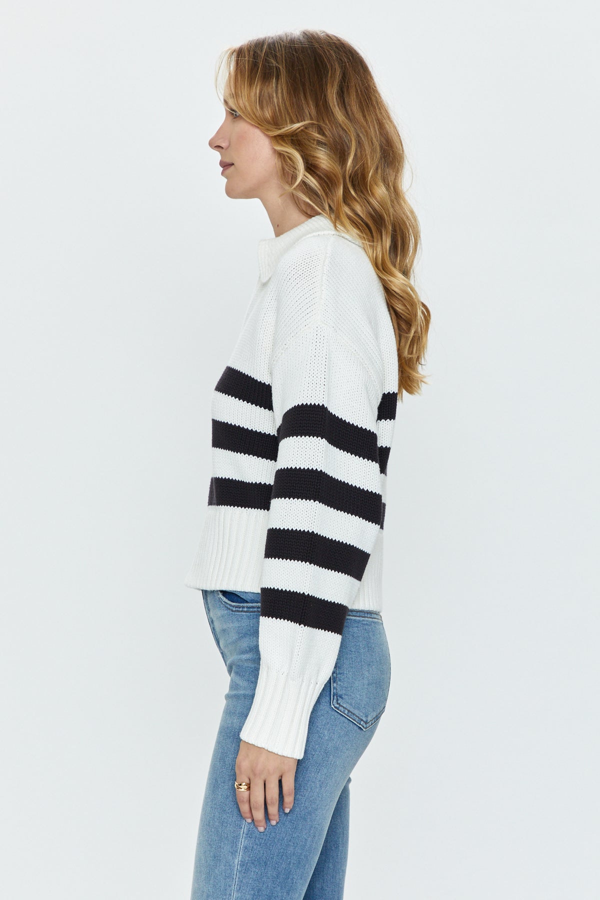 Arlo Polo Sweater - Midnight Cream Stripe