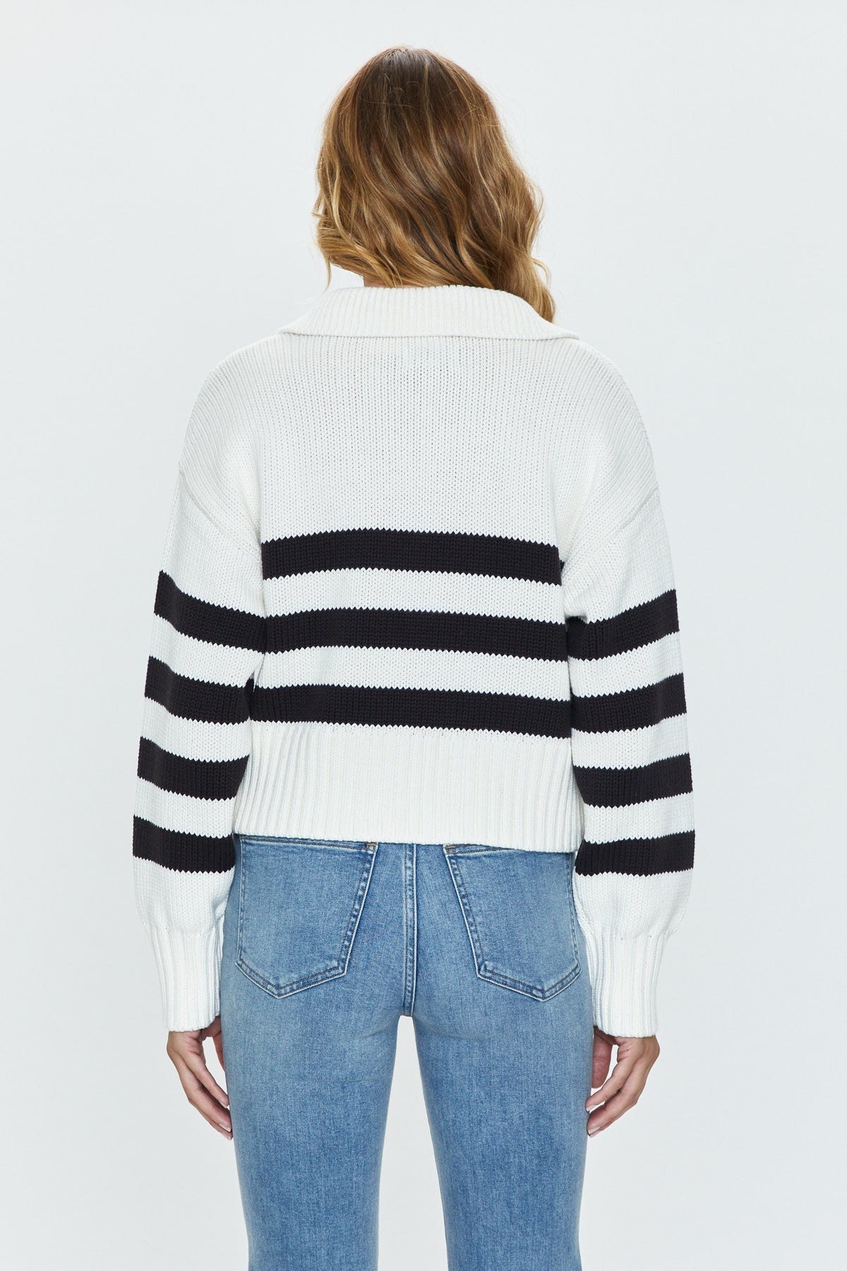 Arlo Polo Sweater - Midnight Cream Stripe