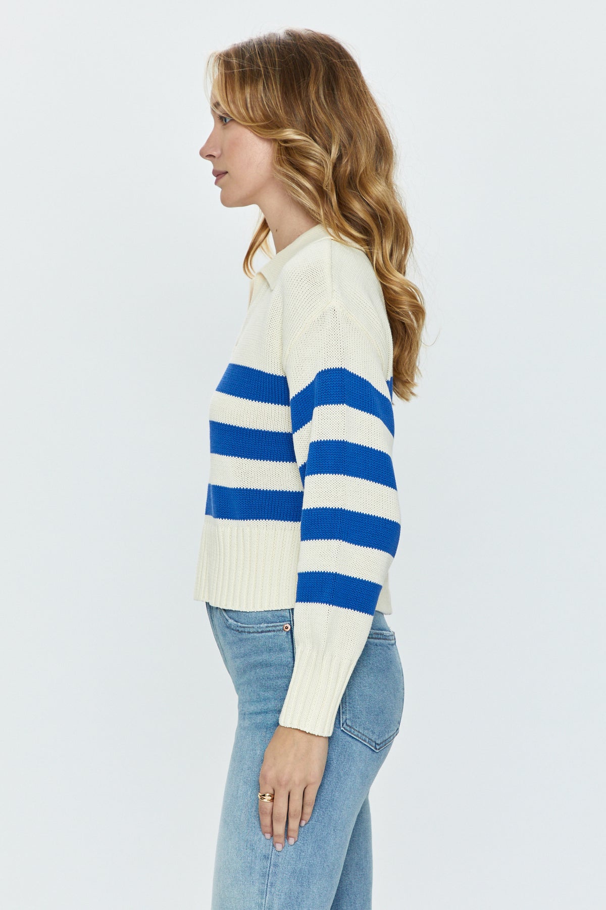 Arlo Polo Sweater - Ivory Sea Stripe