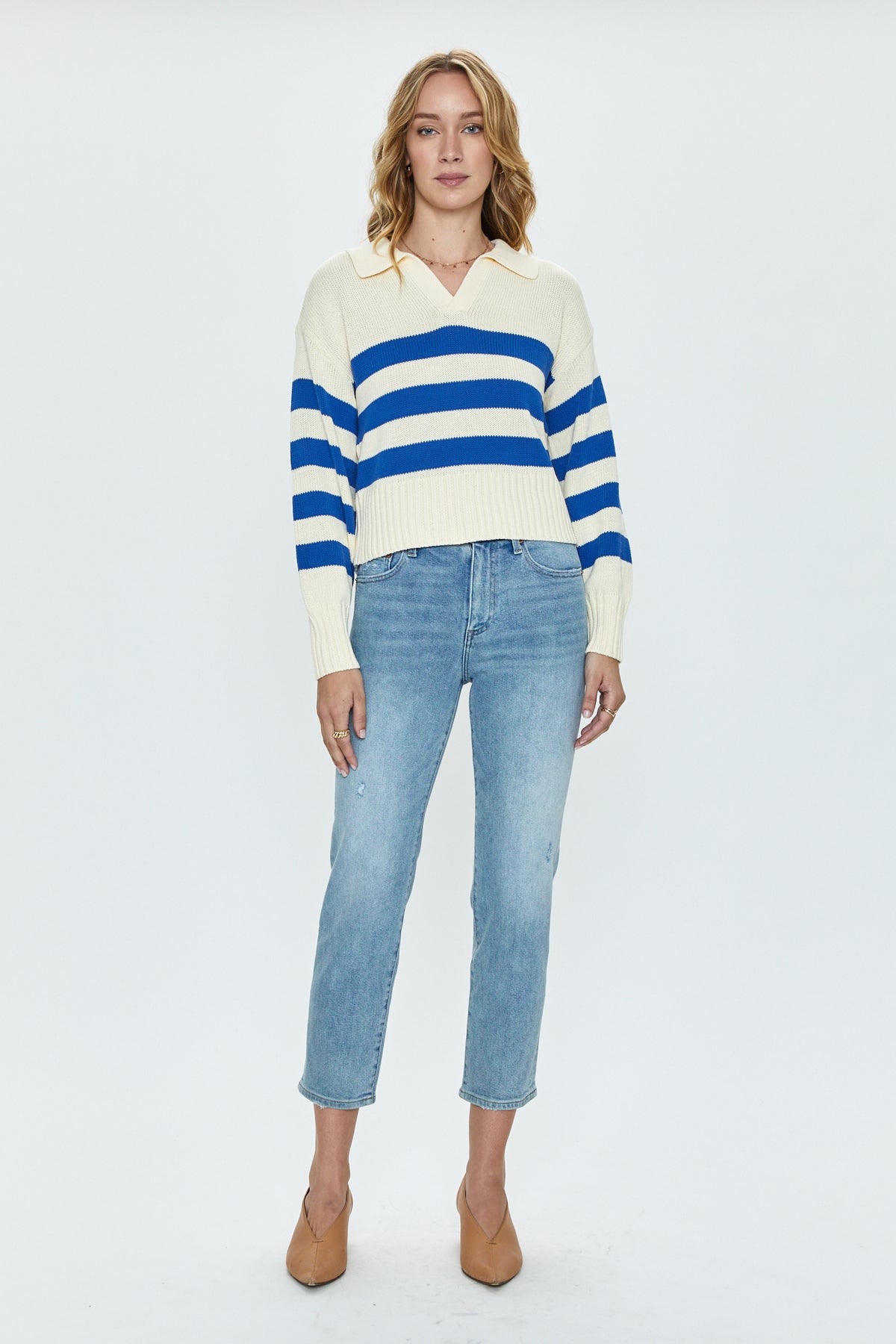 Arlo Polo Sweater - Ivory Sea Stripe
