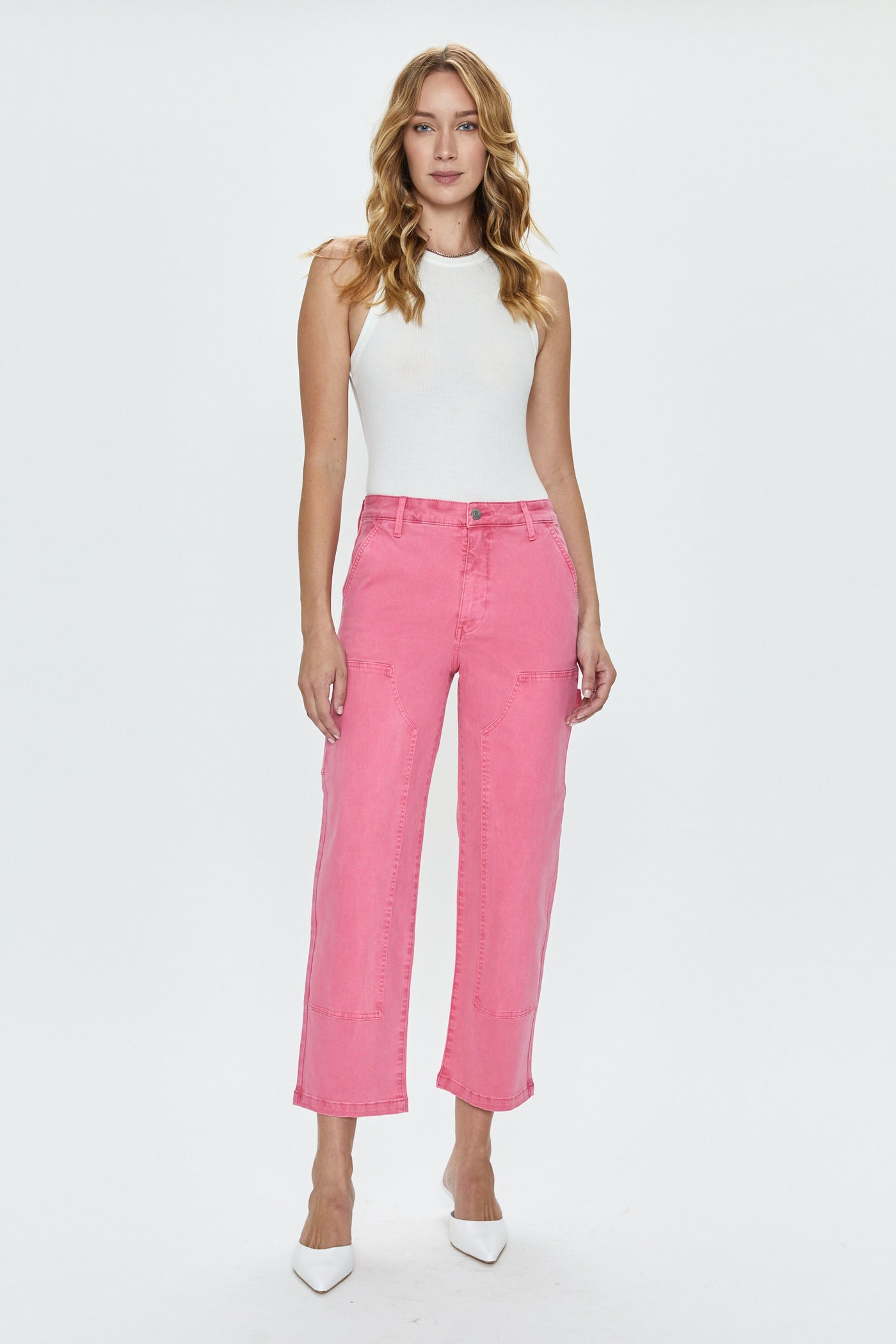 pink straight leg jeans