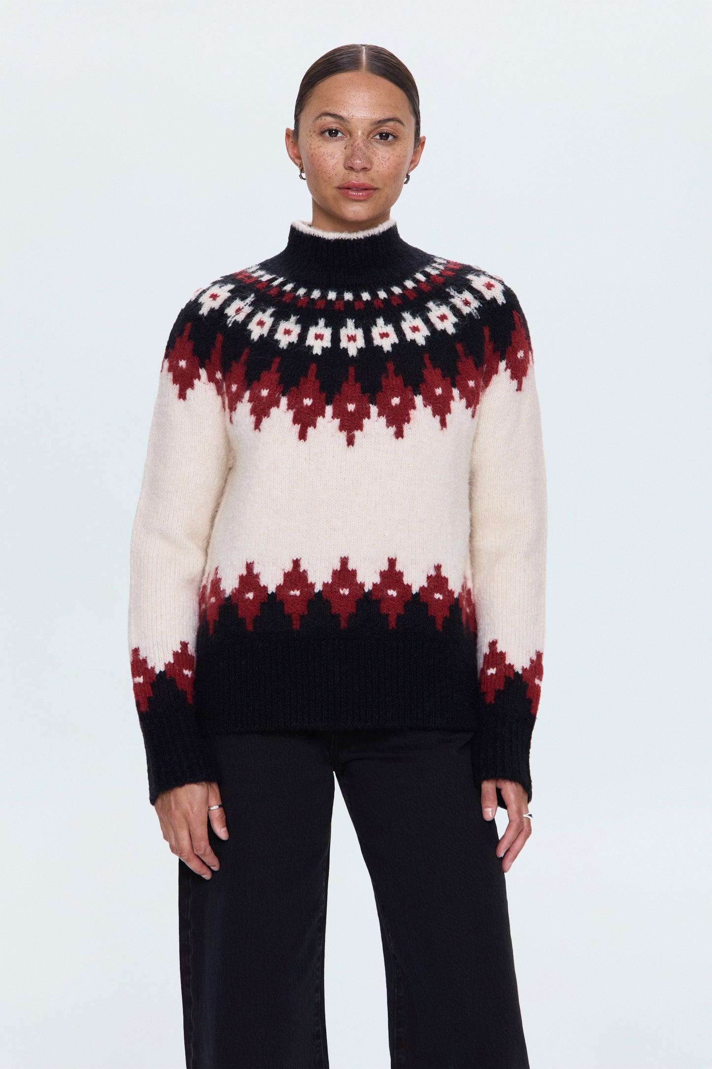 Astrid Pullover Sweater - White Oxblood