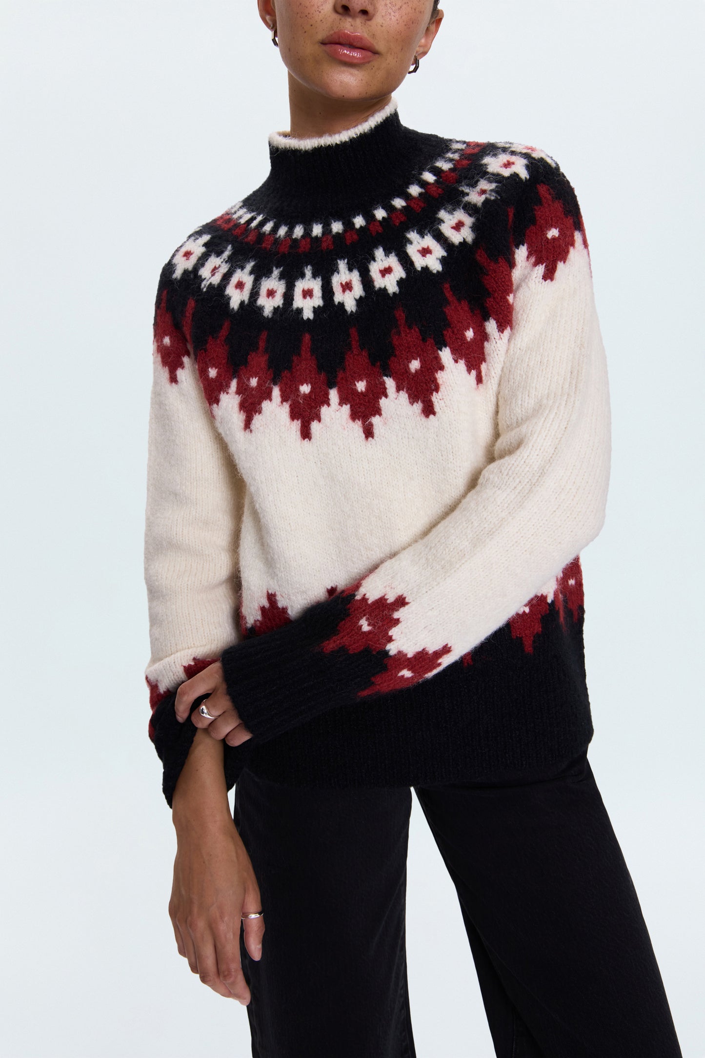 Astrid Pullover Sweater - White Oxblood