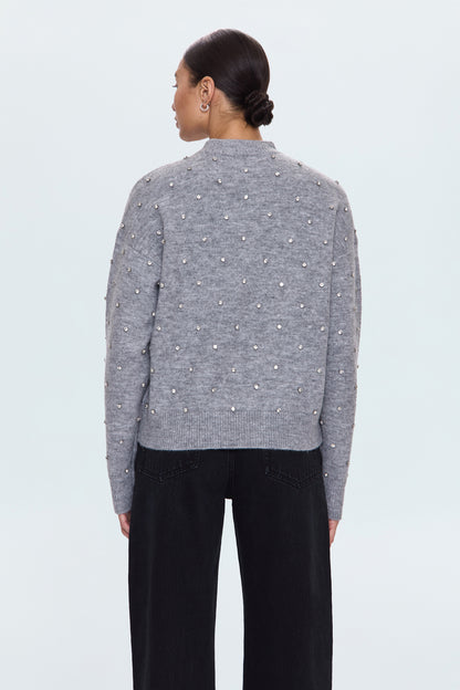 Aura Relaxed Crew Neck Sweater - Charcoal Diamonte