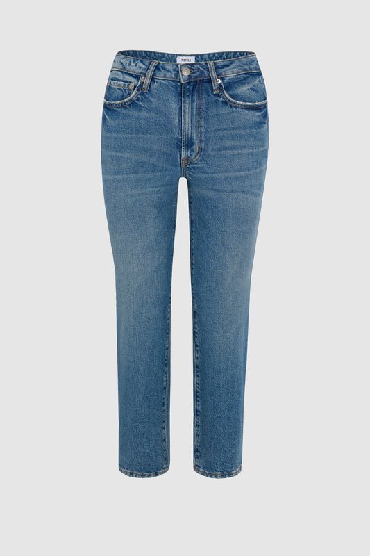PETITE Aleks Mid Rise Straight Cropped Jean - River