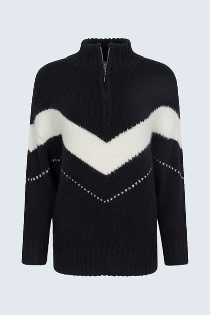 Arden Chevron Colorblock Sweater - Black Vanilla Ice