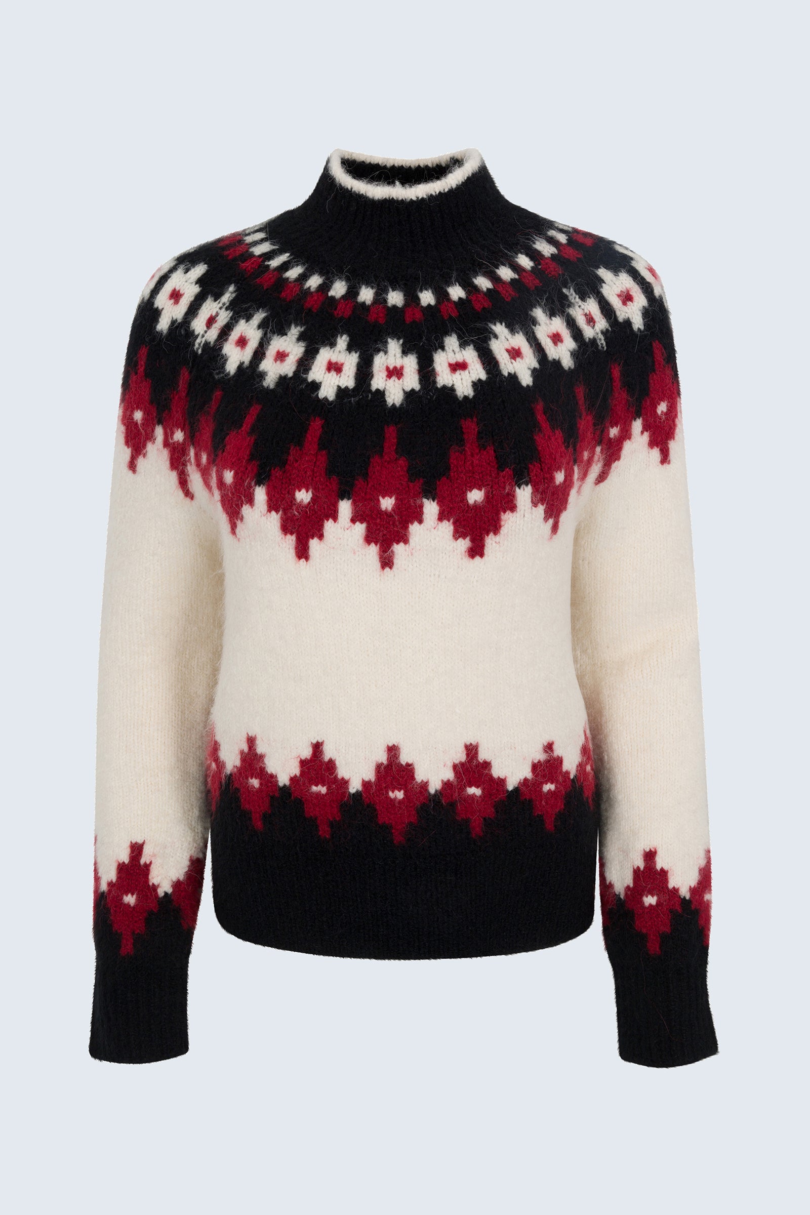 ニット/セーター Heart Fair Isle Knit Pullover espresso/F KJP Women's Cozy Heart Fair Isle Crewneck Sweater in Pink and Red
