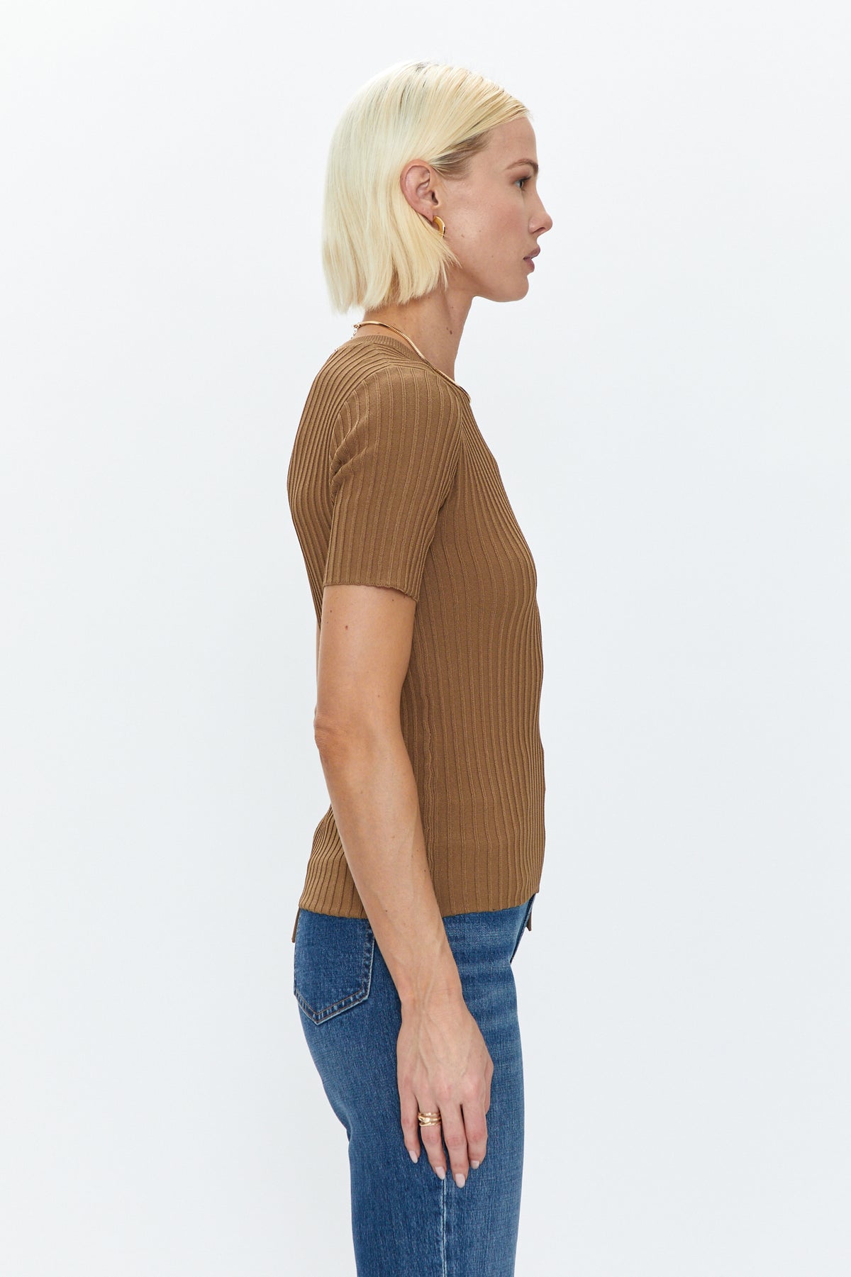 Beatrice Asymmetric Sweater Tee - Chestnut