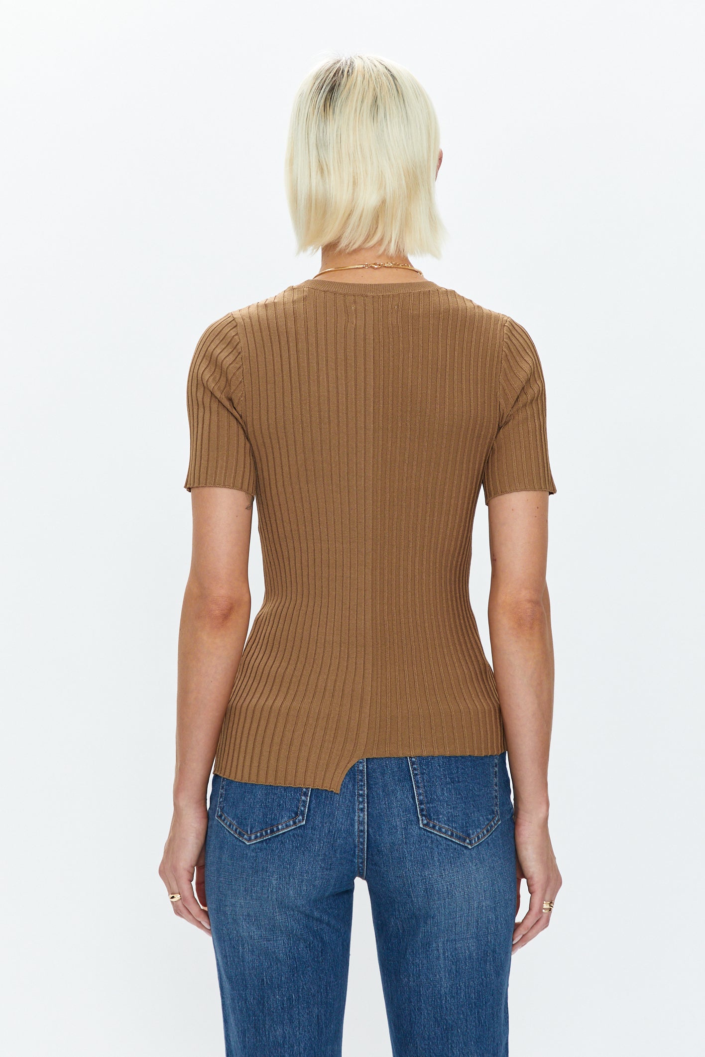 Beatrice Asymmetric Sweater Tee - Chestnut