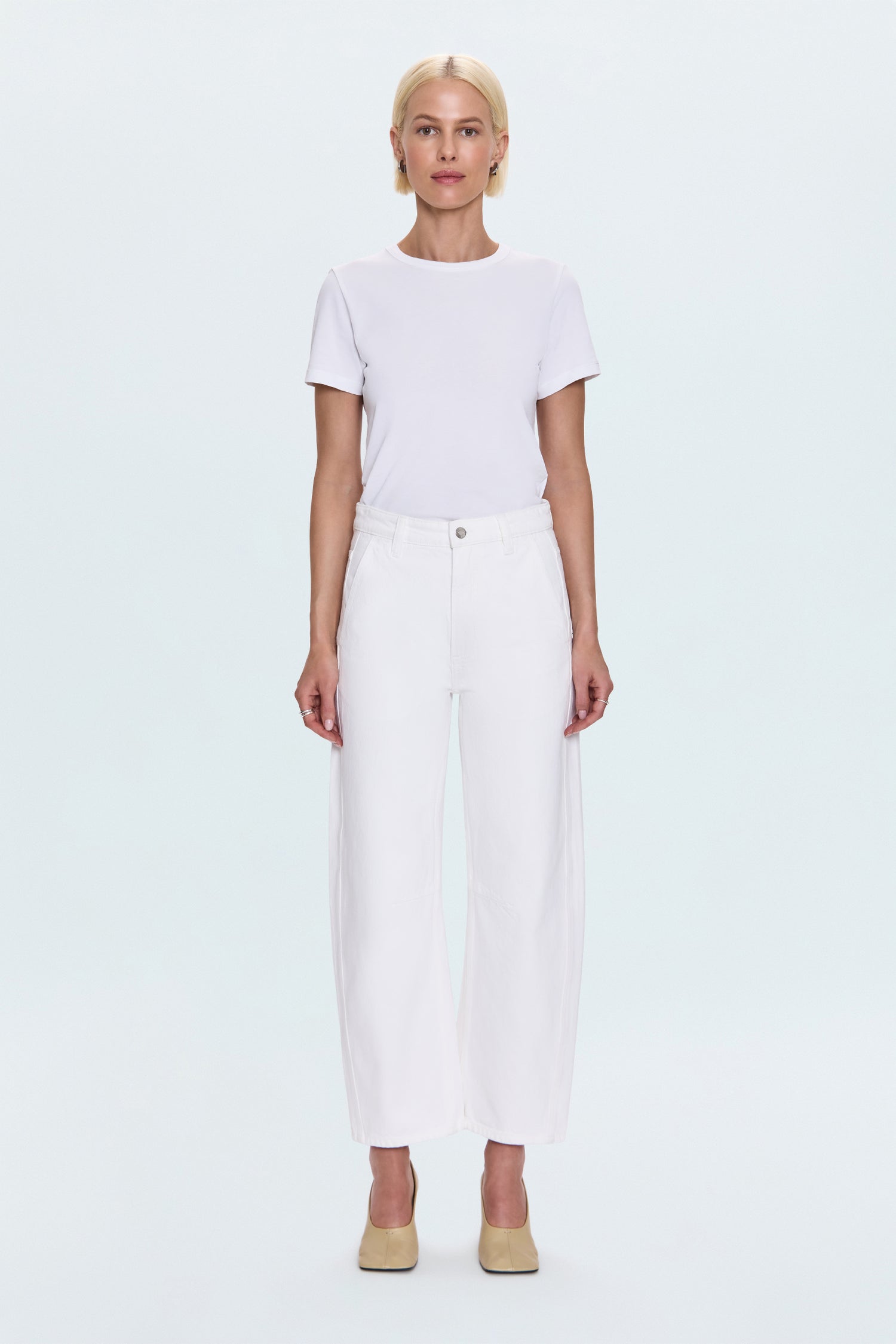 Pistola Beau Seamed Crescent Leg - Paper White straight cropped jeans