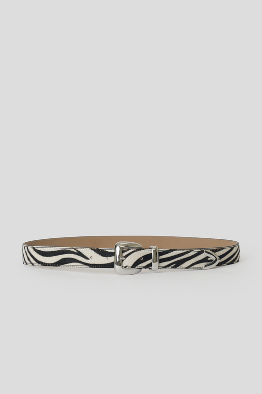 Esti Calf Hair Belt - Zebra Silver