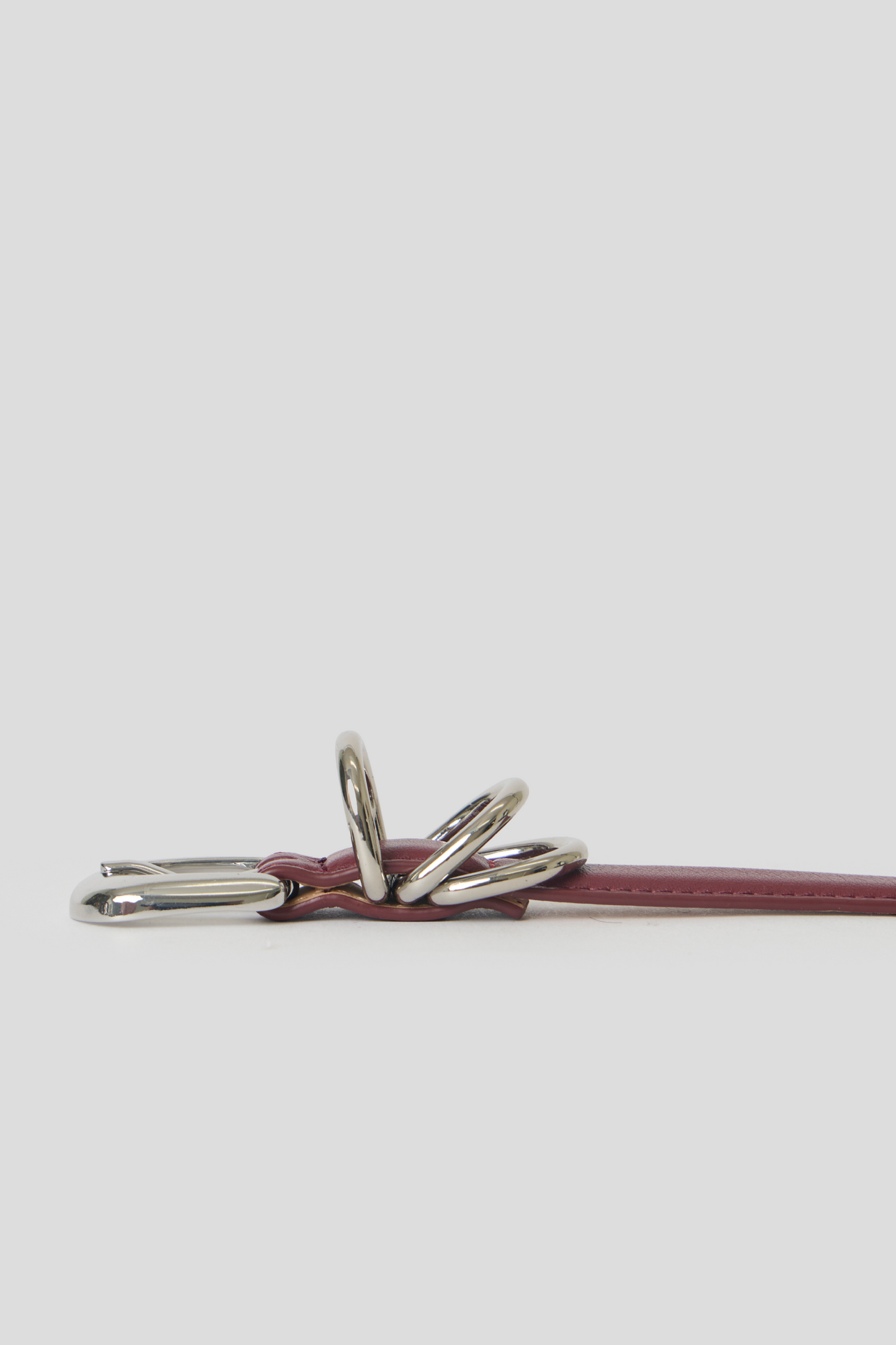 Maia Slim Leather Belt - Maroon Silver