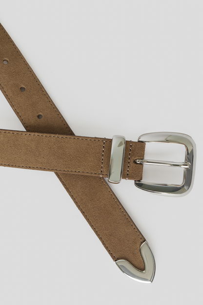 Esti Suede Belt - Peanut Silver