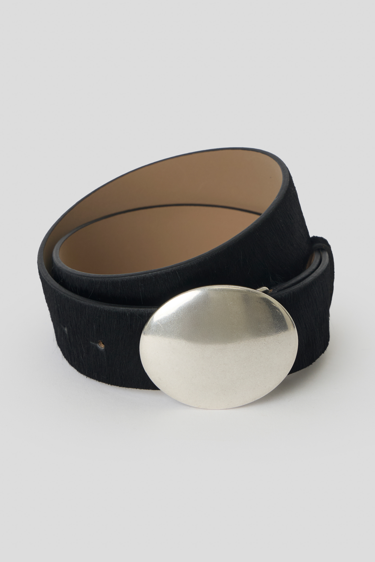 Juna Calf Hair Belt - Black Silver