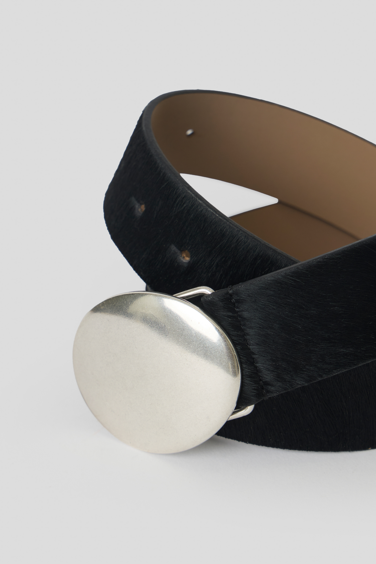 Juna Calf Hair Belt - Black Silver