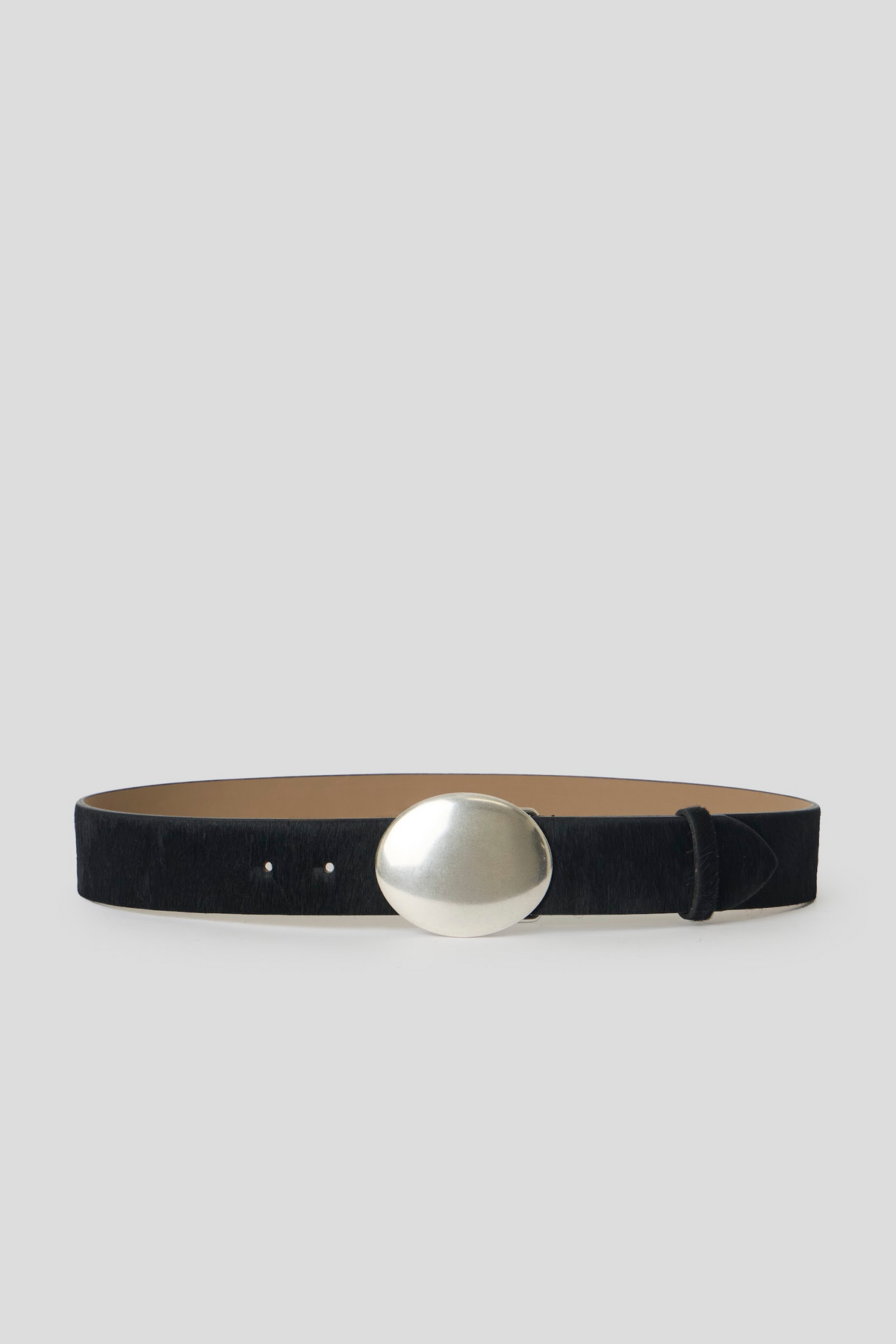 Juna Calf Hair Belt - Black Silver