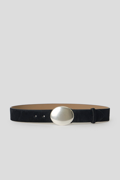 Juna Calf Hair Belt - Black Silver