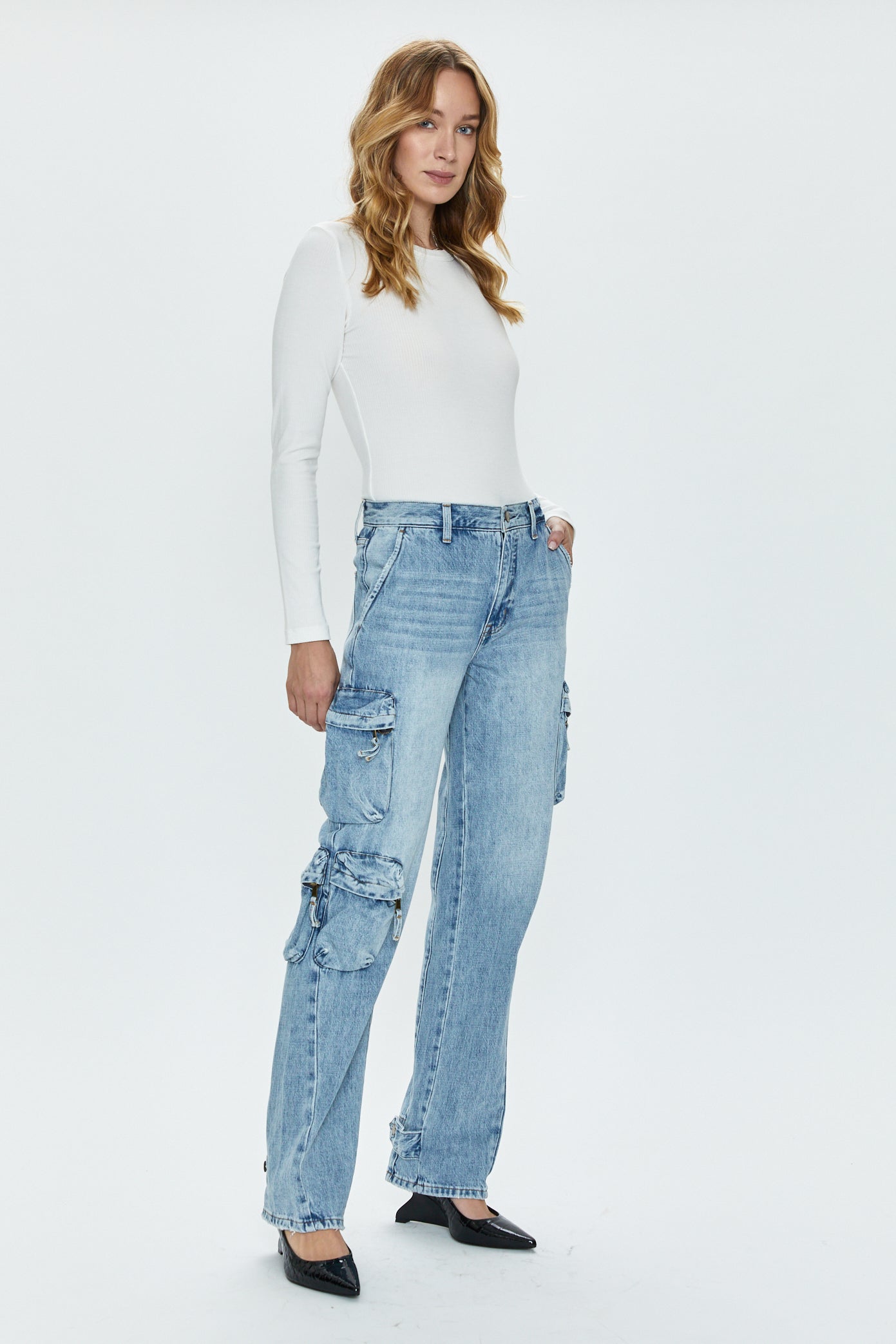 Bobbie Mid Rise Loose Straight Cargo - Varsity