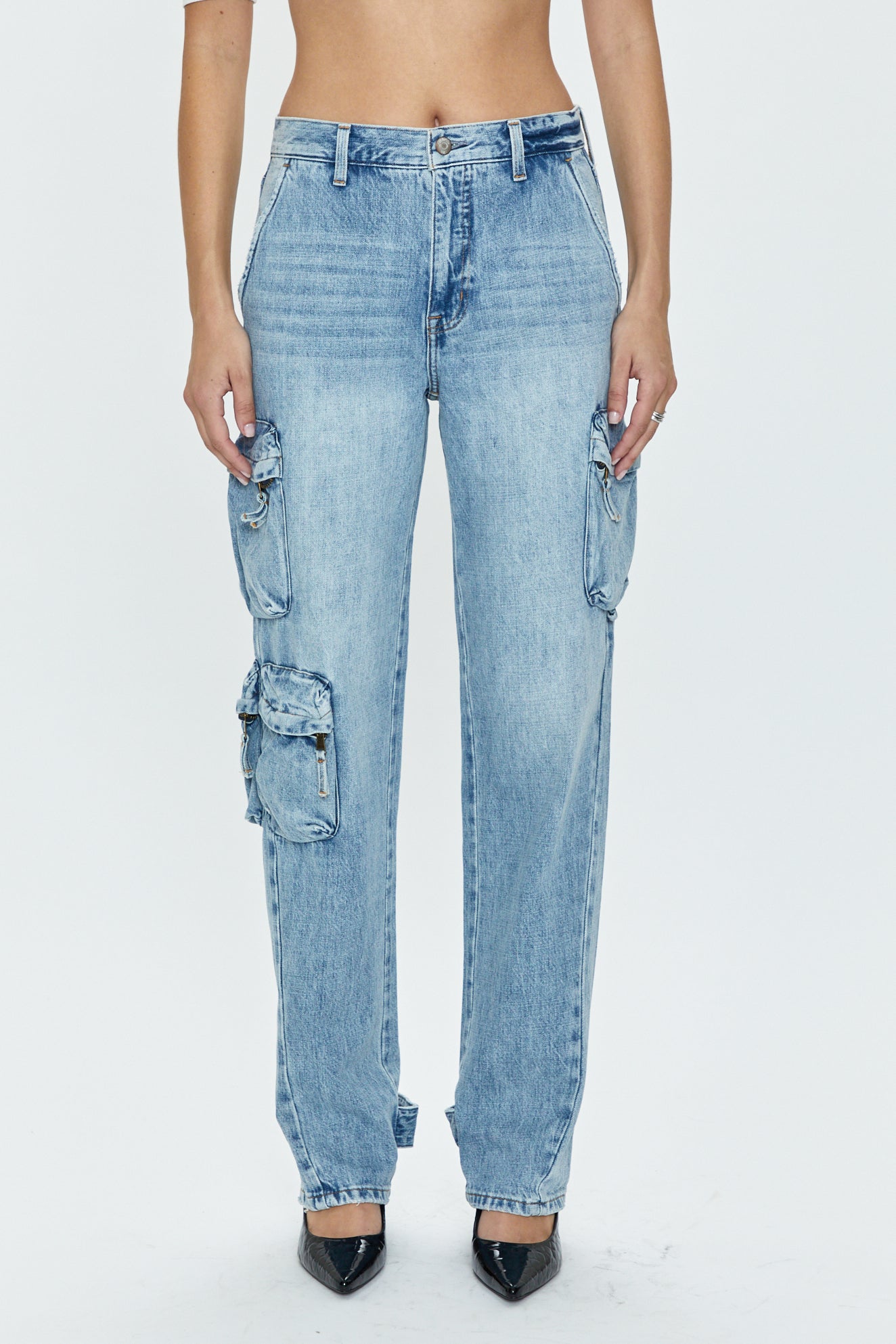 Bobbie Mid Rise Loose Straight Cargo - Varsity