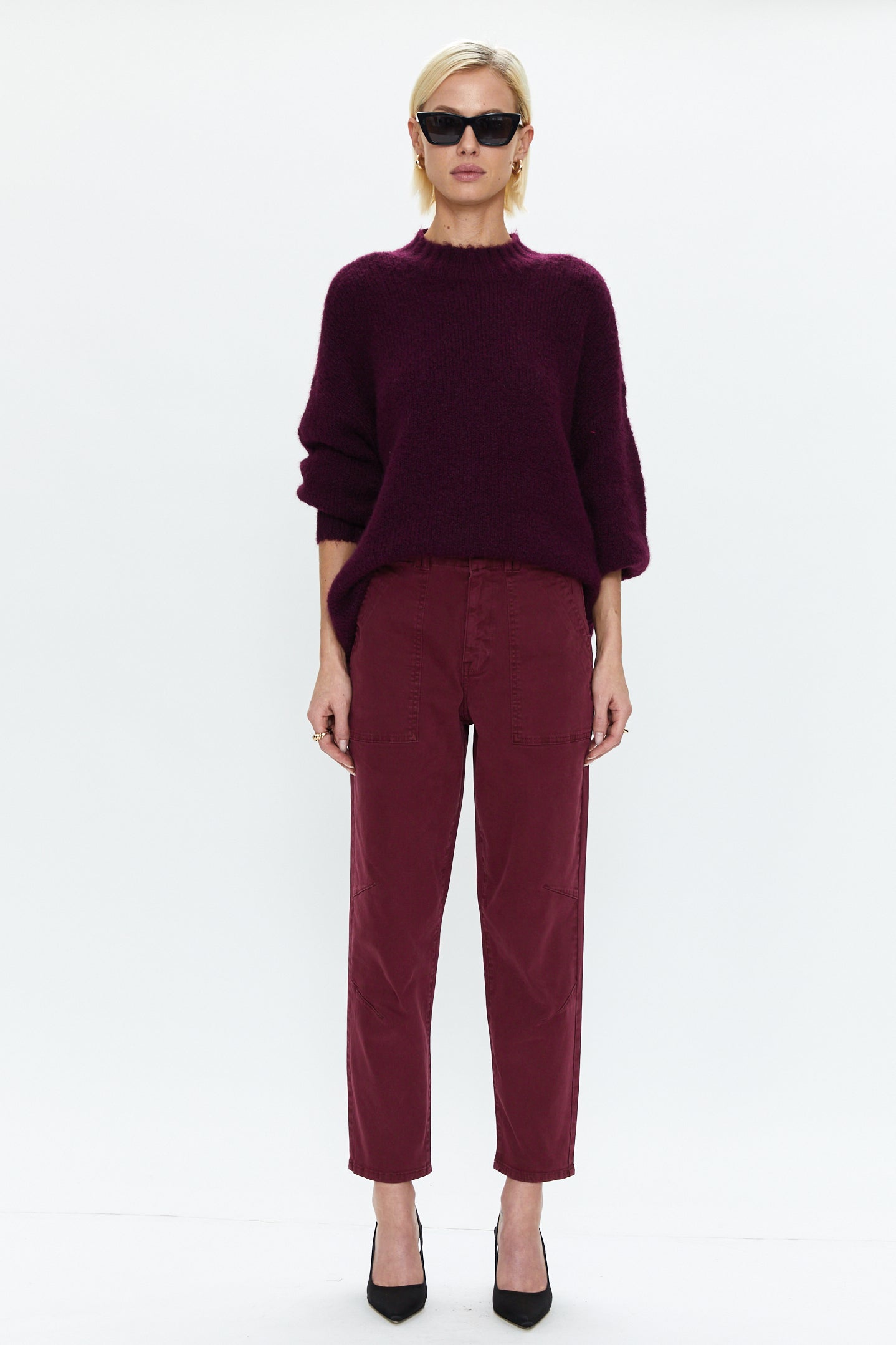 Pamela High Rise Straight Trouser - Bordeaux