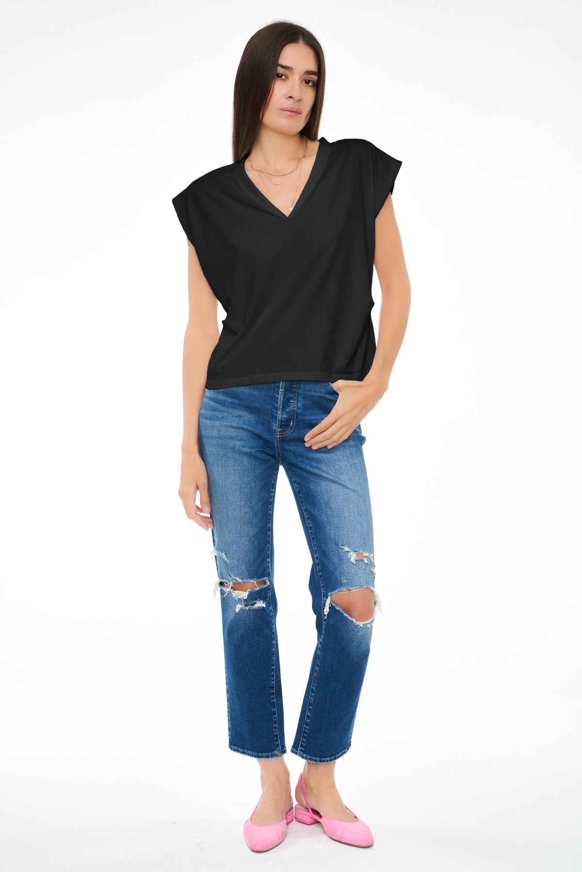 Carson V-Neck Muscle Tee - Black