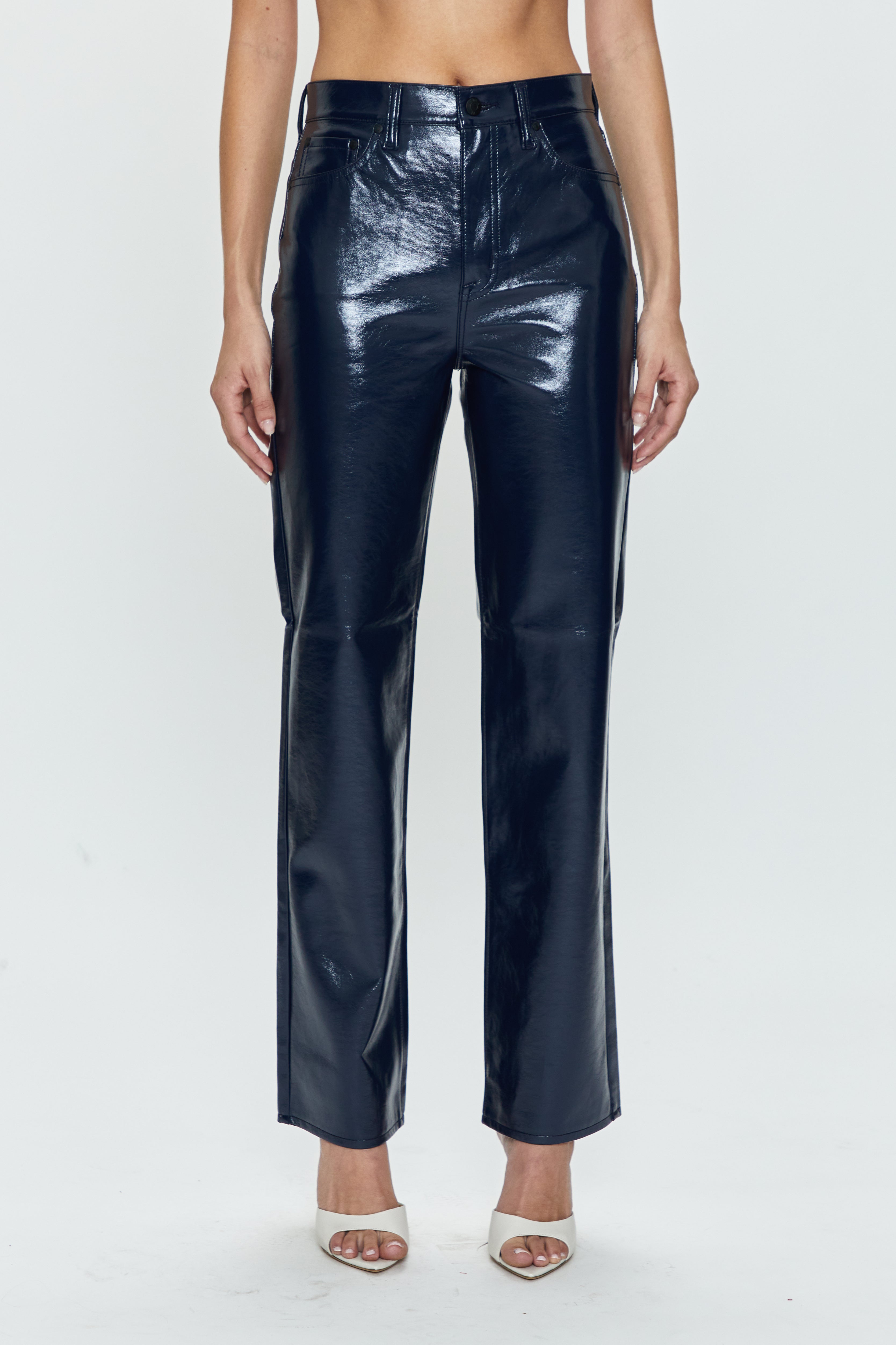 Cassie Super High Rise Straight - Navy Vinyl
