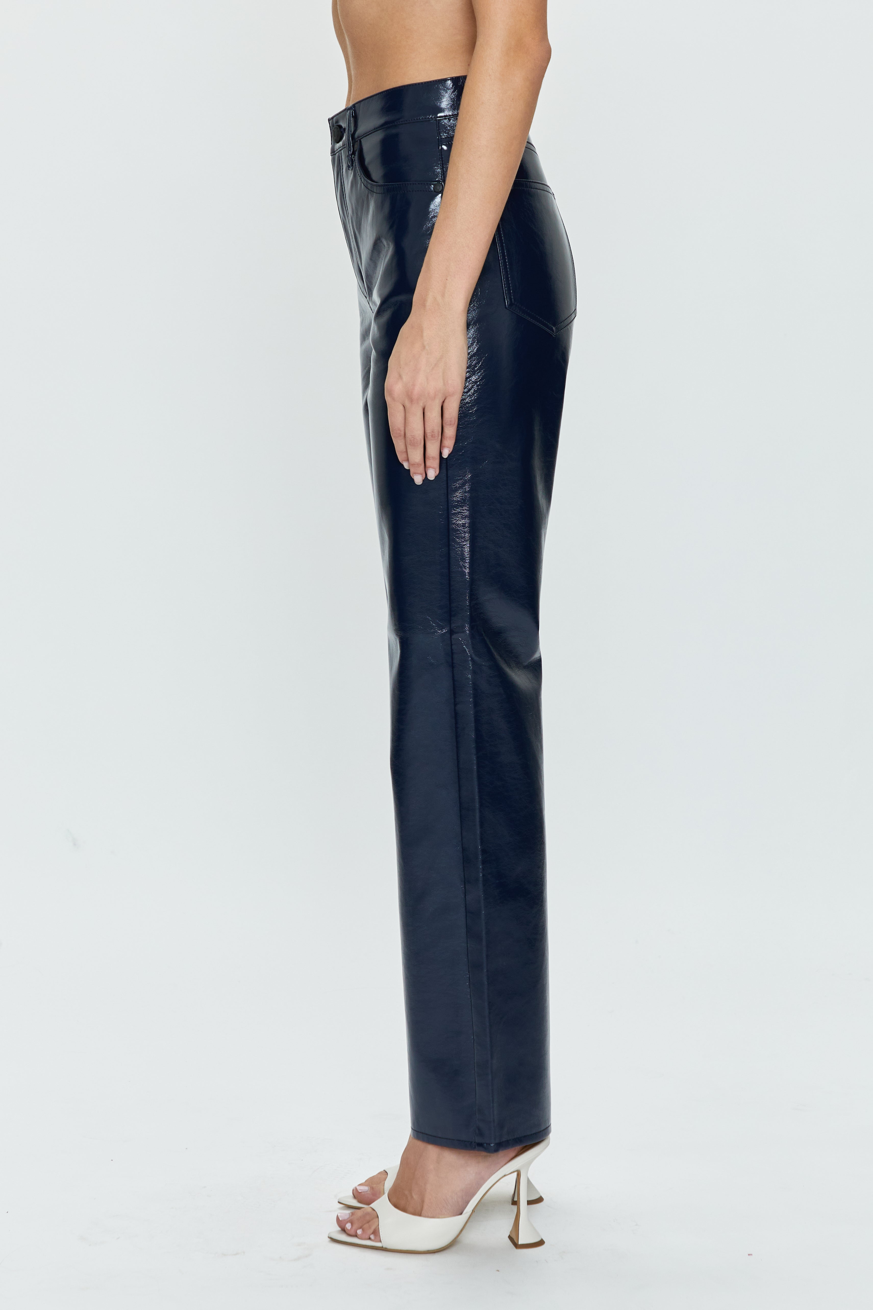 Cassie Super High Rise Straight - Navy Vinyl