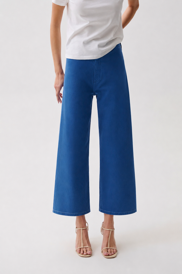 Penny Crop High Rise Wide Leg Jean - Ciel