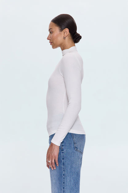Dara L/S Funnel Neck Top - Ecru