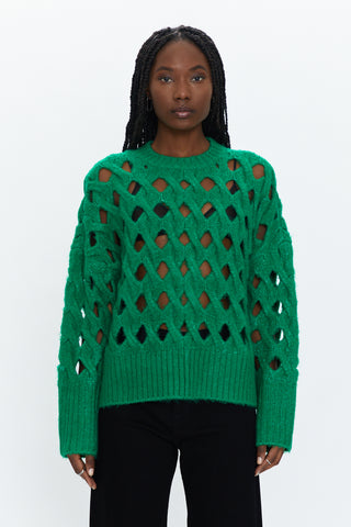 Darya Open Knit Pullover Sweater - Evergreen – Pistola Denim