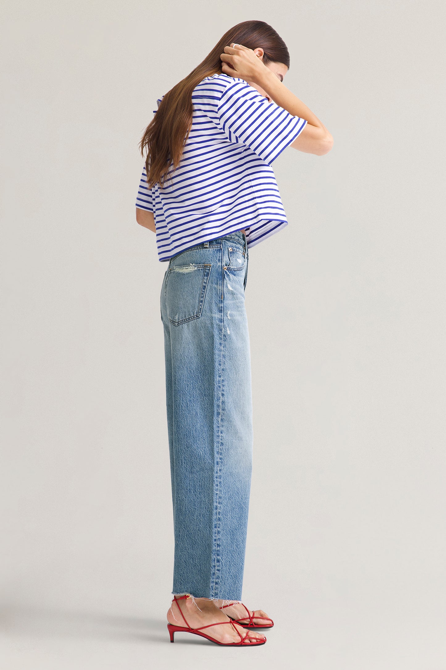 Pistola Tate Crop High Rise Bowed Wide Leg - Ablaze high rise wide leg jeans