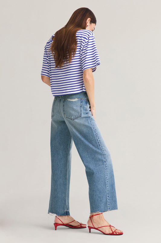 Tate Crop High Rise Bowed Wide Leg - Ablaze