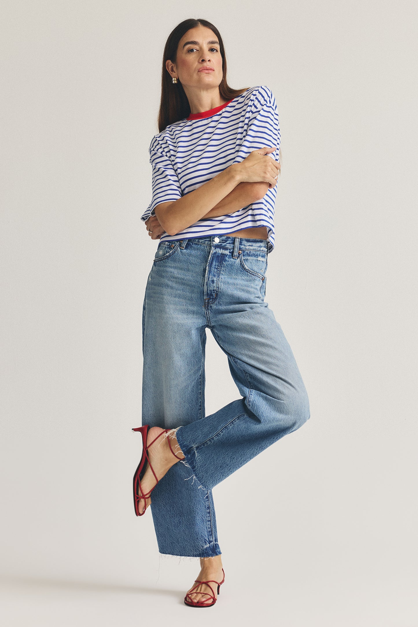 Pistola Tate Crop High Rise Bowed Wide Leg - Ablaze high rise wide leg cropped jeans
