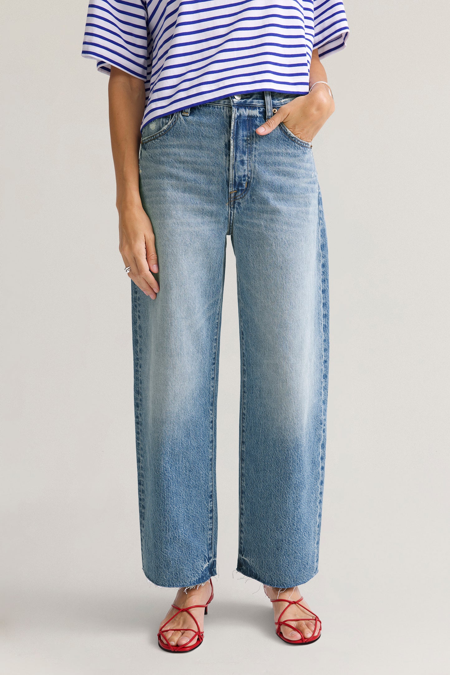 Pistola Tate Crop High Rise Bowed Wide Leg - Ablaze high rise wide leg jeans