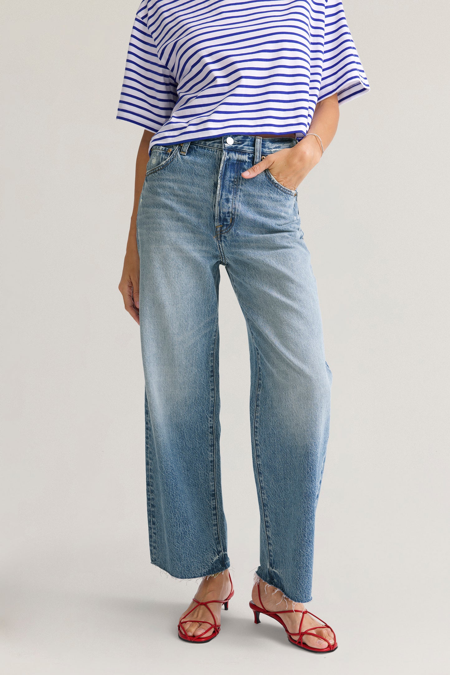 Pistola Tate Crop High Rise Bowed Wide Leg - Ablaze high rise wide leg jeans