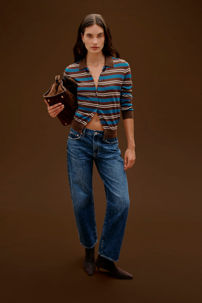Lexi Mid Rise Bowed Straight Jean - Moonwave