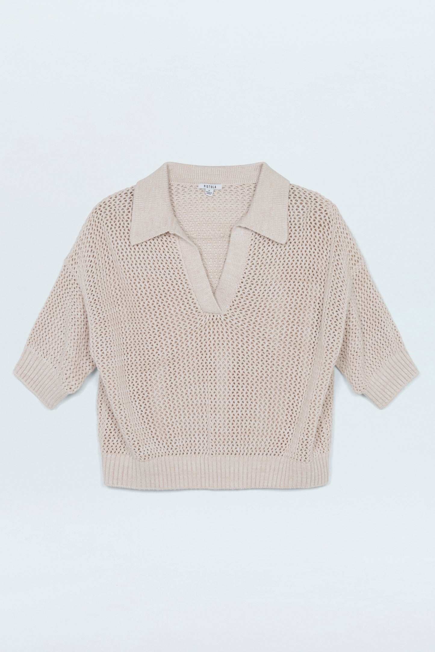 Emma Open Knit Polo- Dove Marl