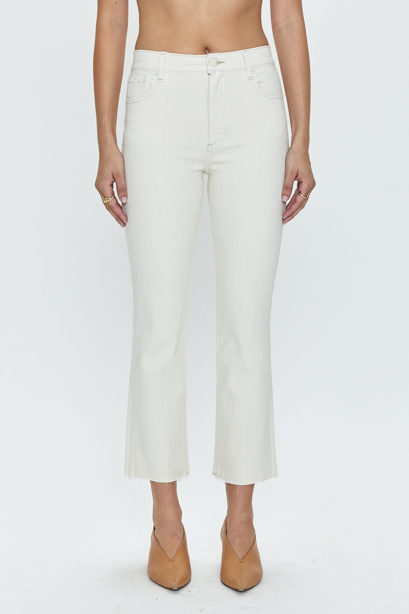 Lennon High Rise Crop Boot Jean - Sand Stone