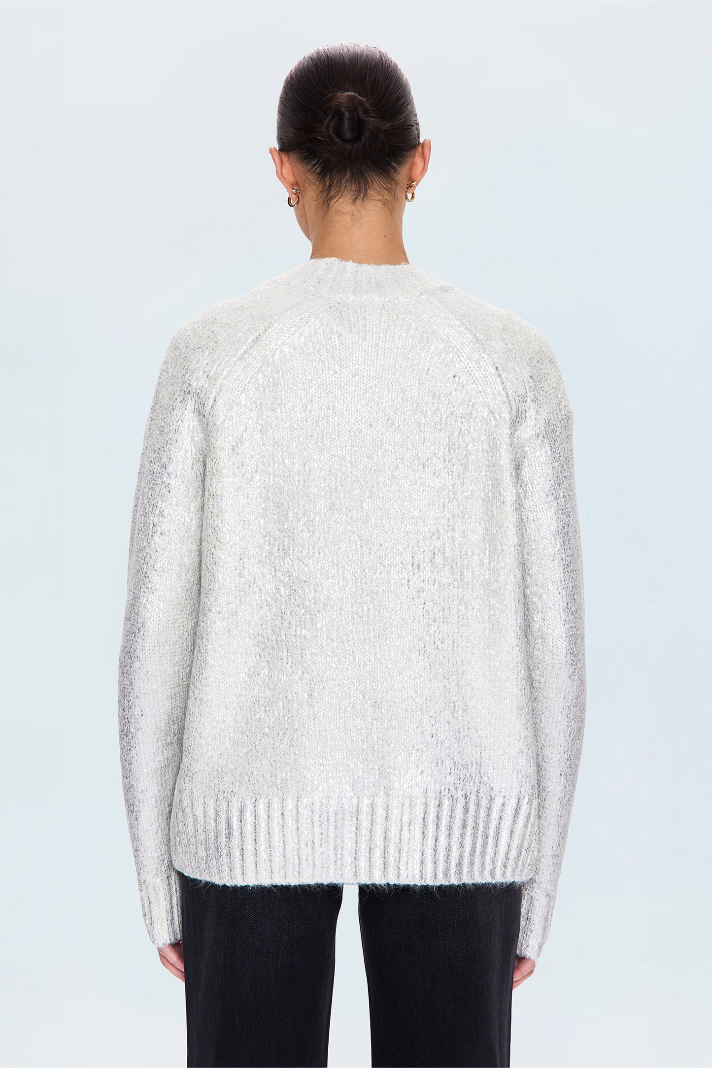Ilana Mock Neck Raglan Sleeve Pullover Sweater - Silver Frost