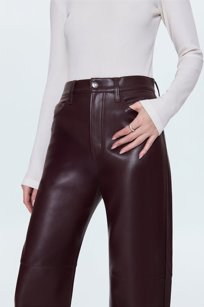 Jett High Rise Bowed Straight Pant - Cabernet