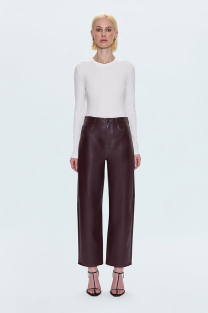 Jett High Rise Bowed Straight Pant - Cabernet