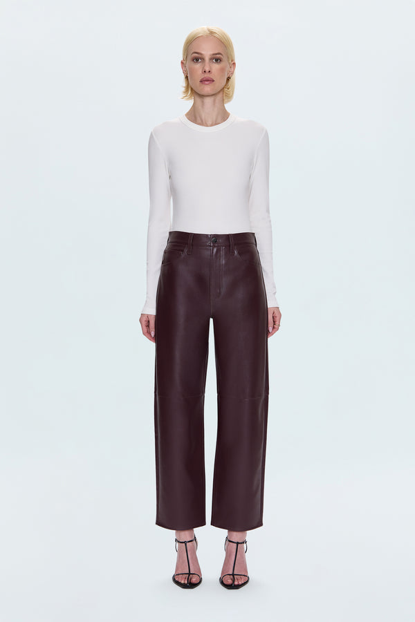 Jett High Rise Bowed Straight Pant - Cabernet