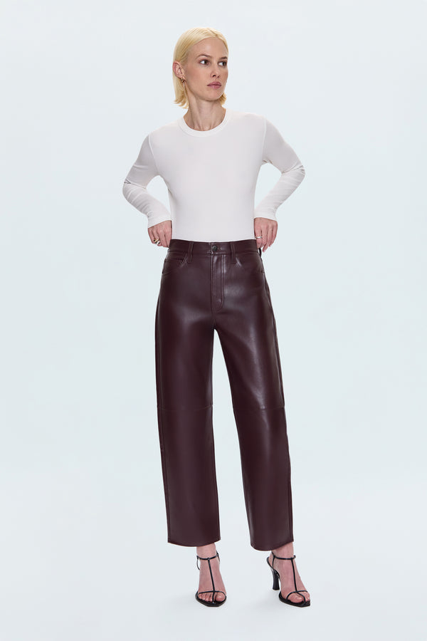 Jett High Rise Bowed Straight Pant - Cabernet
