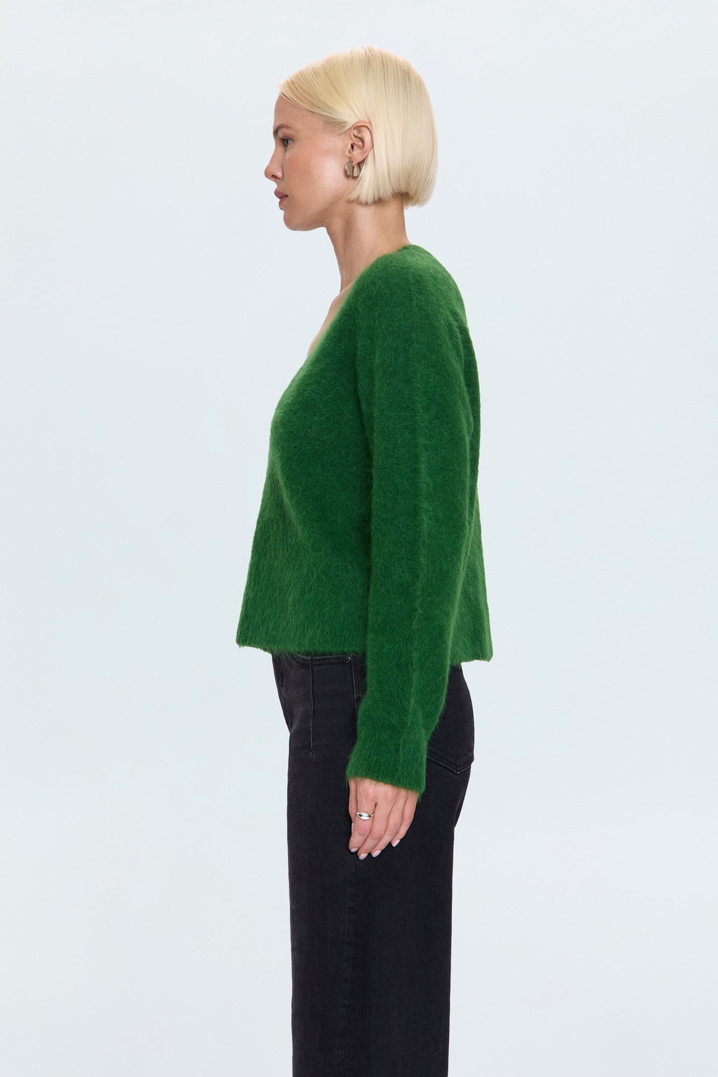 Kit V-Neck Long Sleeve Pullover Sweater - Wintergreen