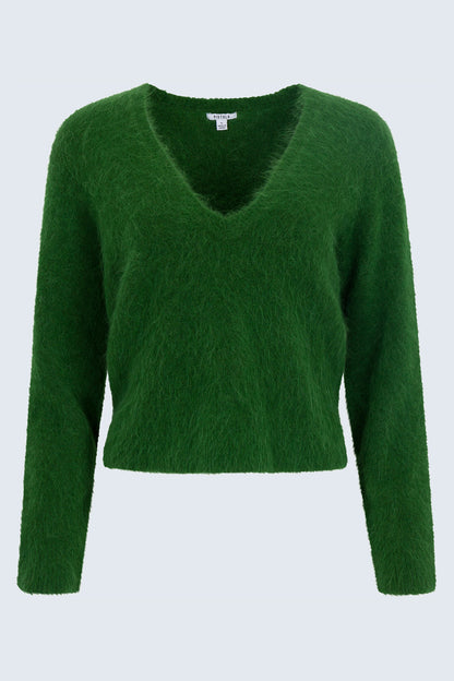 Kit V-Neck Long Sleeve Pullover Sweater - Wintergreen