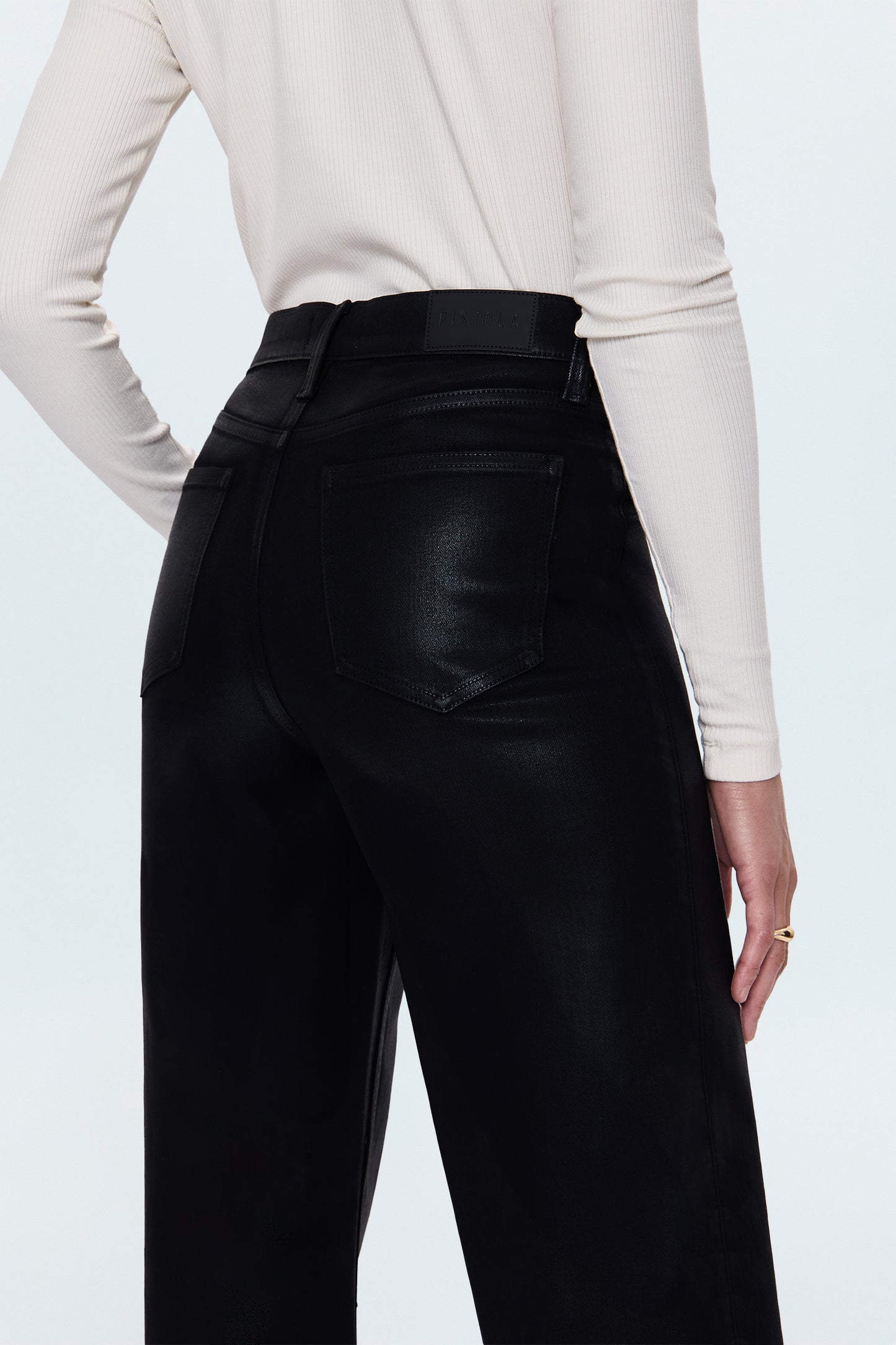 Lana High Rise Ultra Wide Jean - Coated Noir