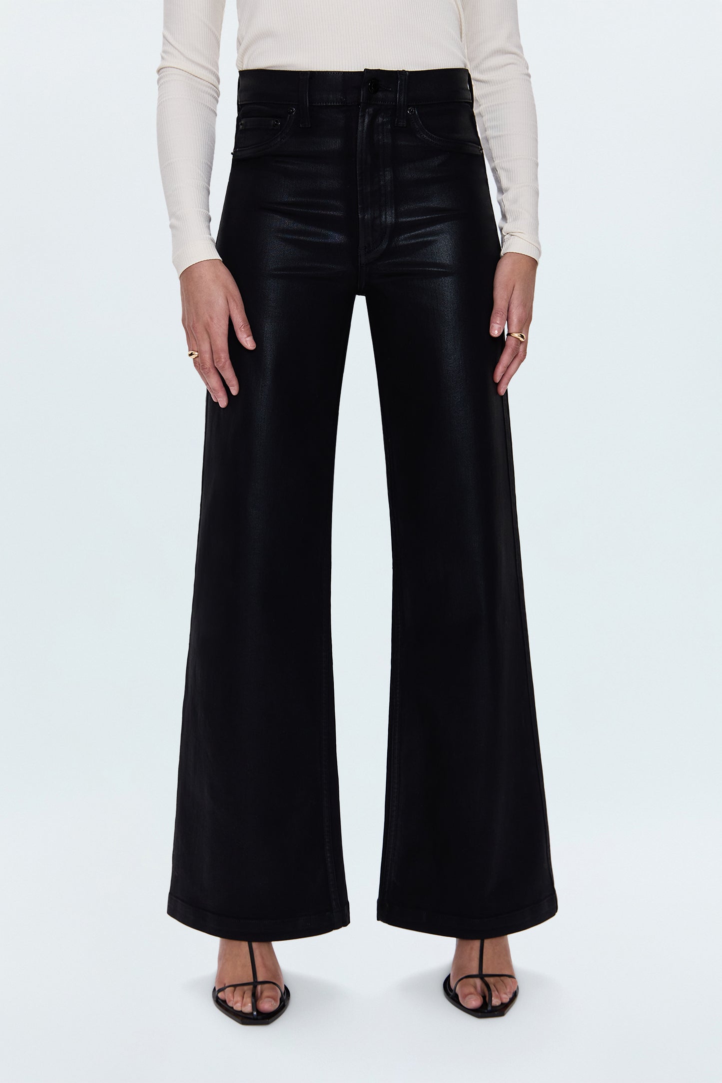 Lana High Rise Ultra Wide Jean - Coated Noir