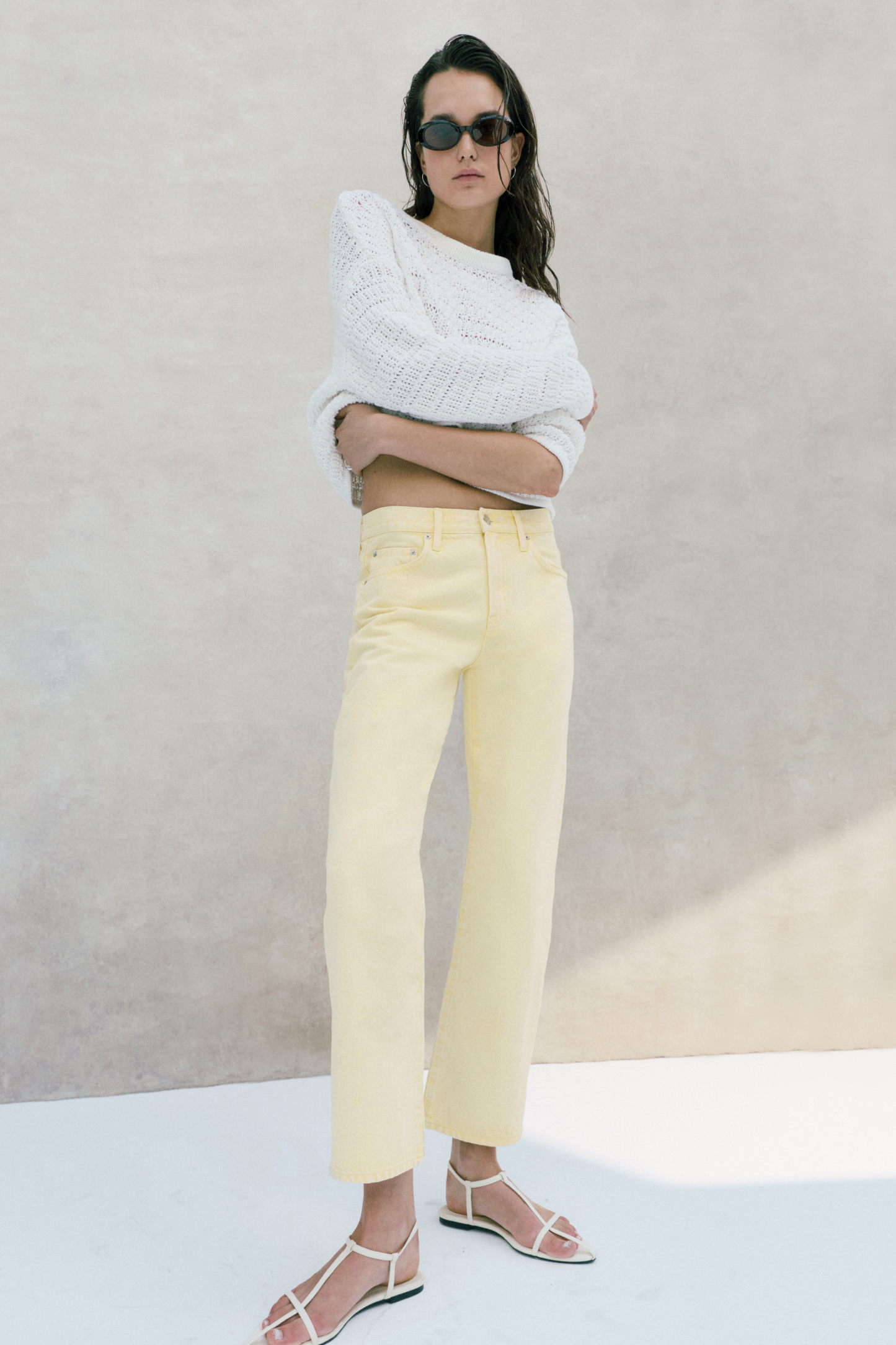 Pistola Lexi Mid Rise Bowed Straight Jean - Day Glow mid rise straight cropped jeans