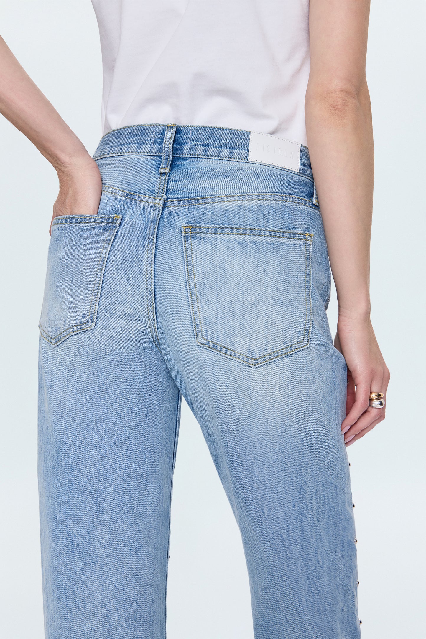 Lexi Mid Rise Bowed Straight Jean - Aries
